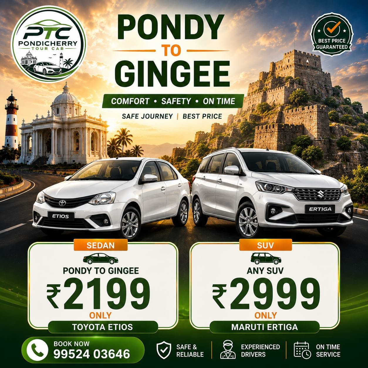 Pondicherry to Gingee Taxi