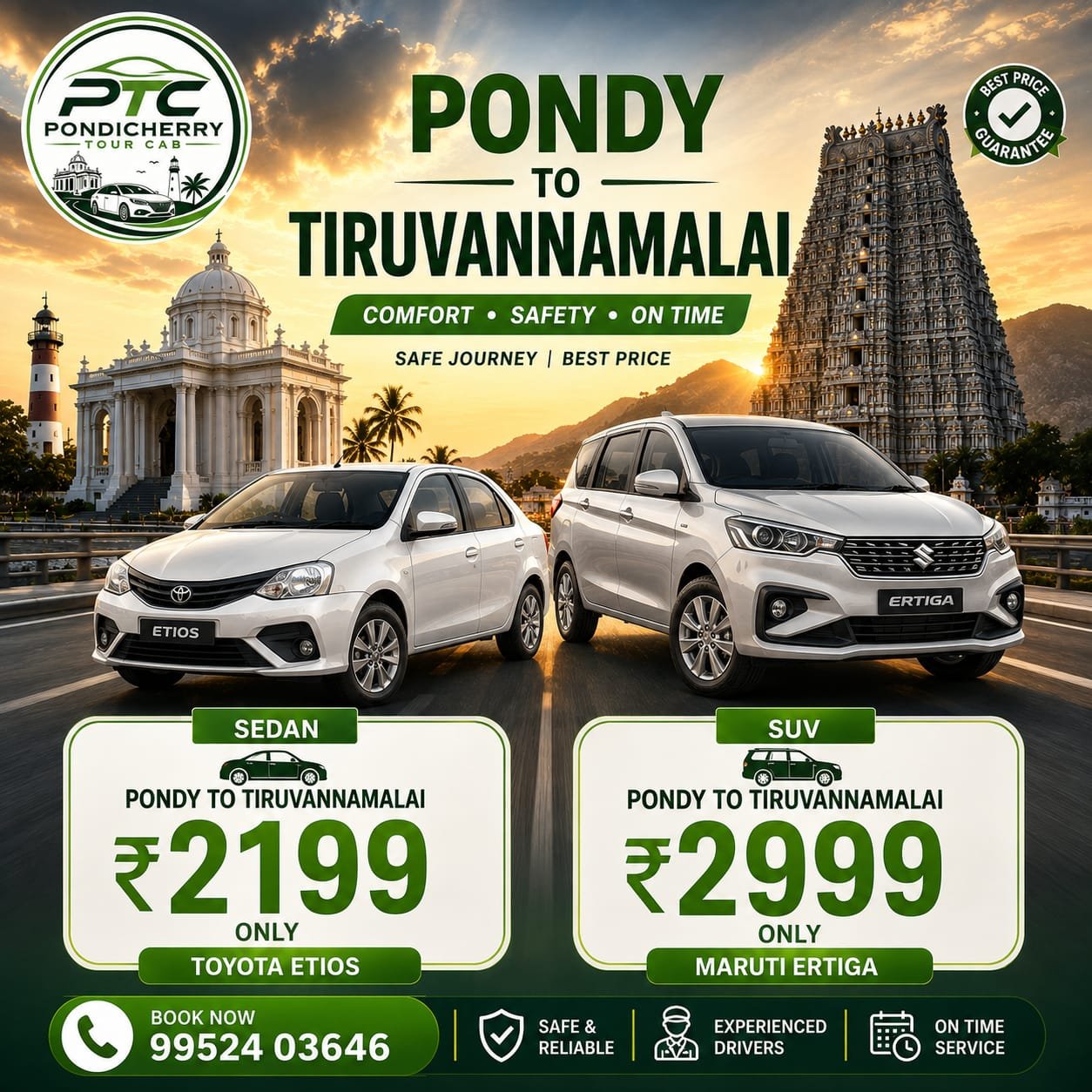 Pondicherry to Tiruvannamalai Taxi